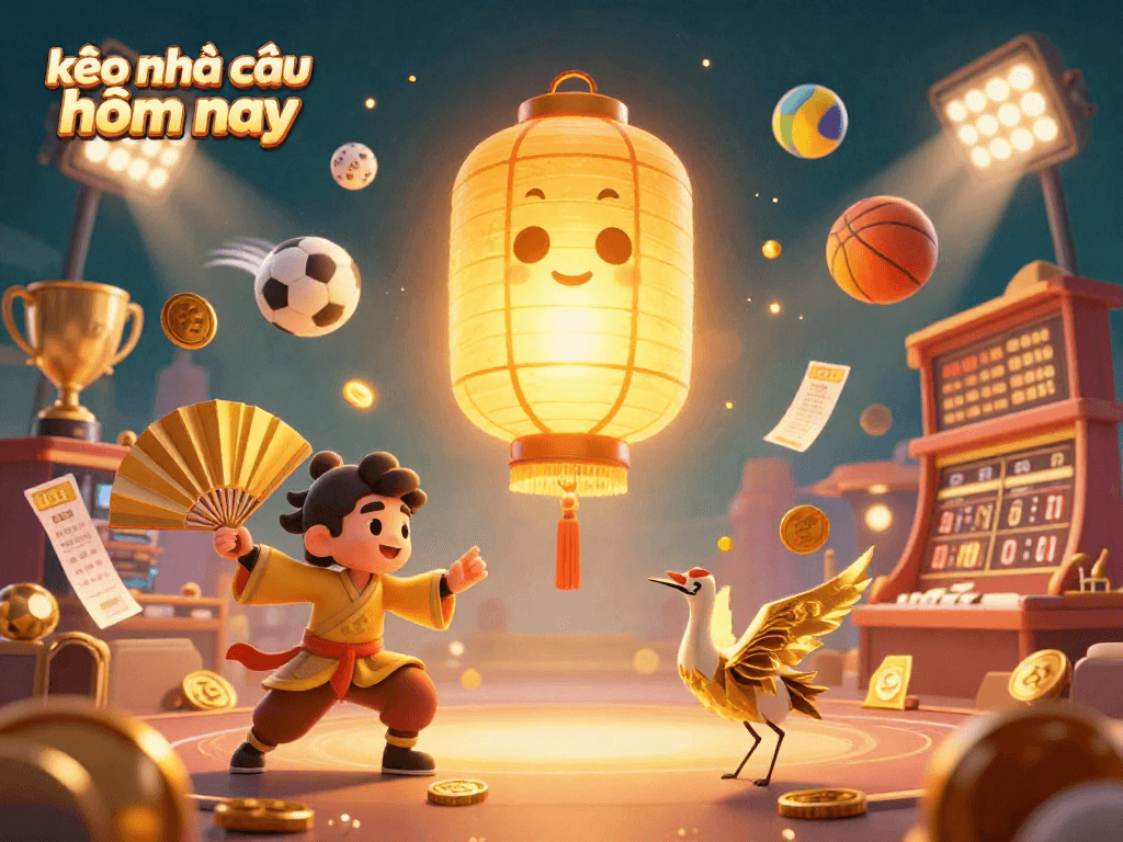 Bet on kèo nhà cái hôm nay with a vibrant 3D casino scene featuring dynamic sports elements.