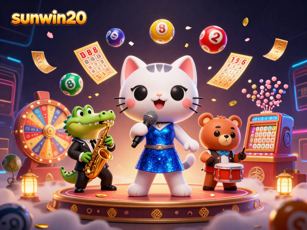 Join the fun with sunwin20 as colorful lottery elements and lively characters light up the casino scene.