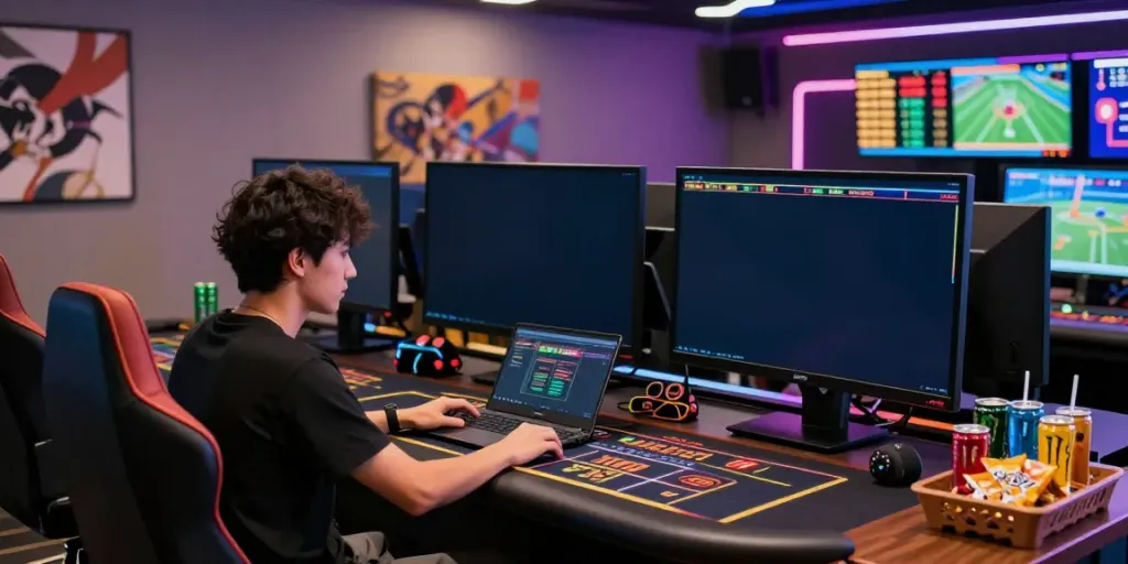 vin88 player enjoying vibrant online gambling experience with sports betting and casino games.
